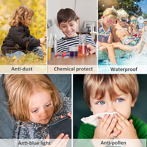 Miniatura 5 de ALWAYSUV Paquete de 2 lentes de seguridad para niños, antiempañamiento, bloqueo de luz azul, lentes transparentes de 5 a 12 años