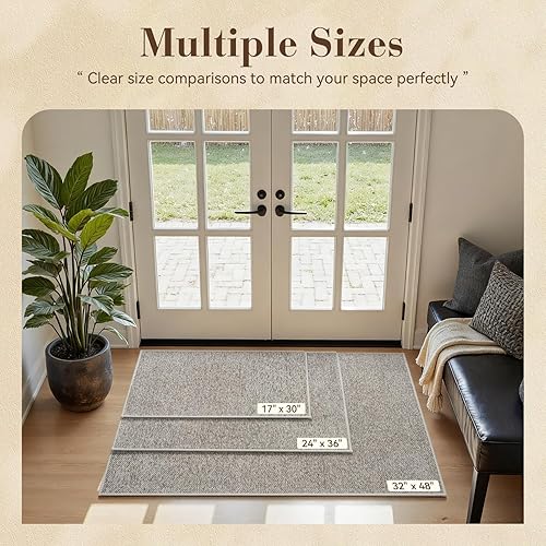 Miniatura 2 de MontVoo Tapete para puerta de entrada, absorbente y duradero, antideslizante, para entrada interior, entrada, atrapador de suciedad, tapete de Beige