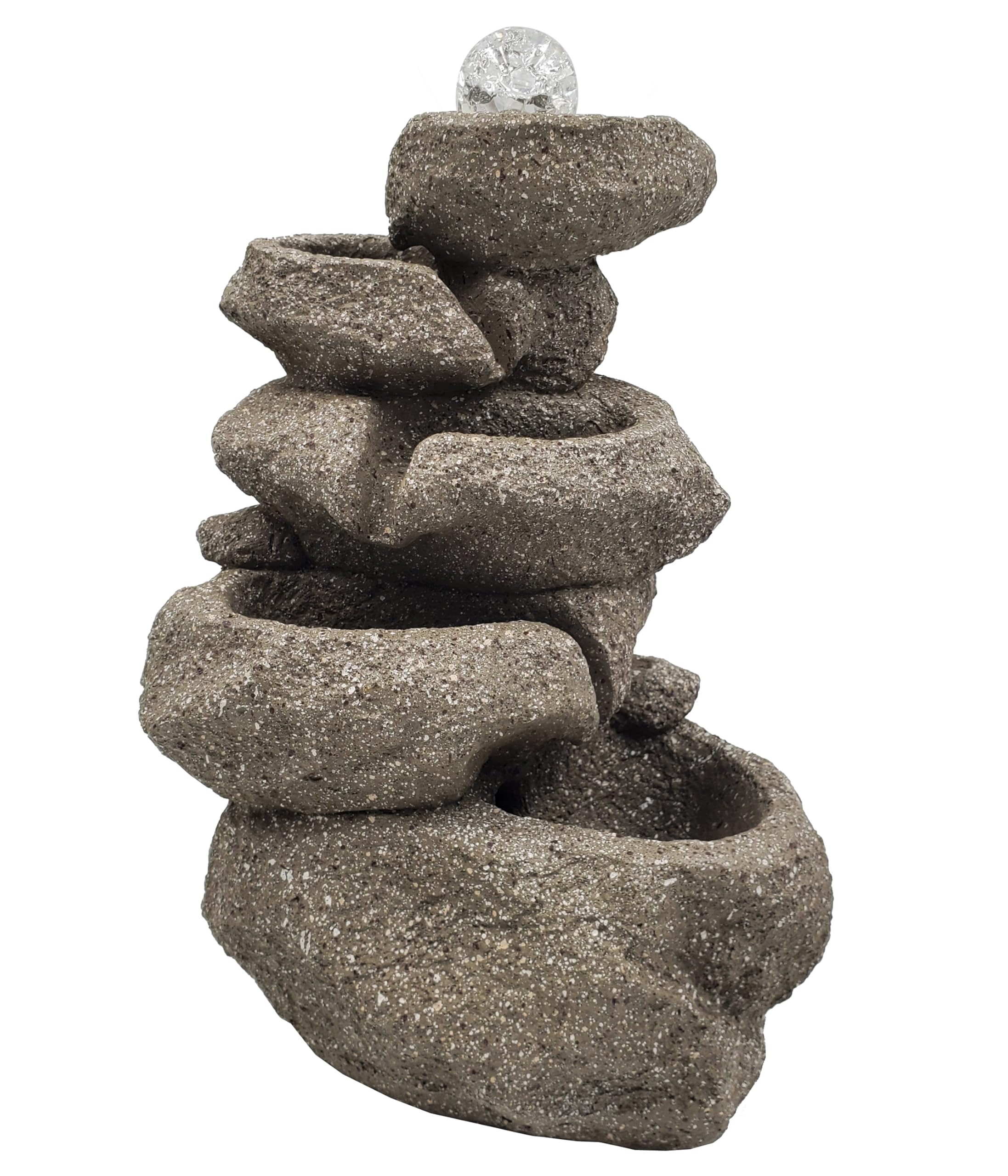 Dehner Zimmerbrunnen Olina, Indoor-Brunnen, mit LED-Beleuchtung, ca 16,5x34x22 cm, Polyresin, grau