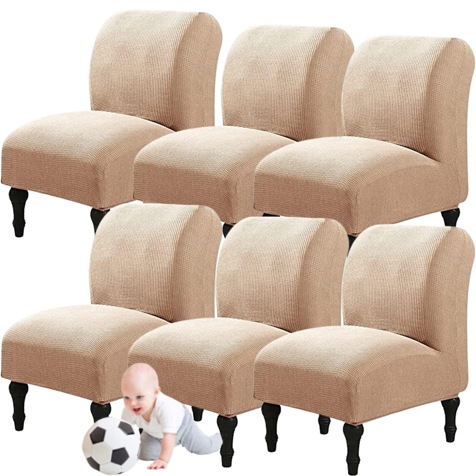 NMVAWIPT Armless Accent Chair Covers, Polyester+Spandex Stretch Slipcover, Removable Furniture Protector, For Home Hotel(14#,6pcs)