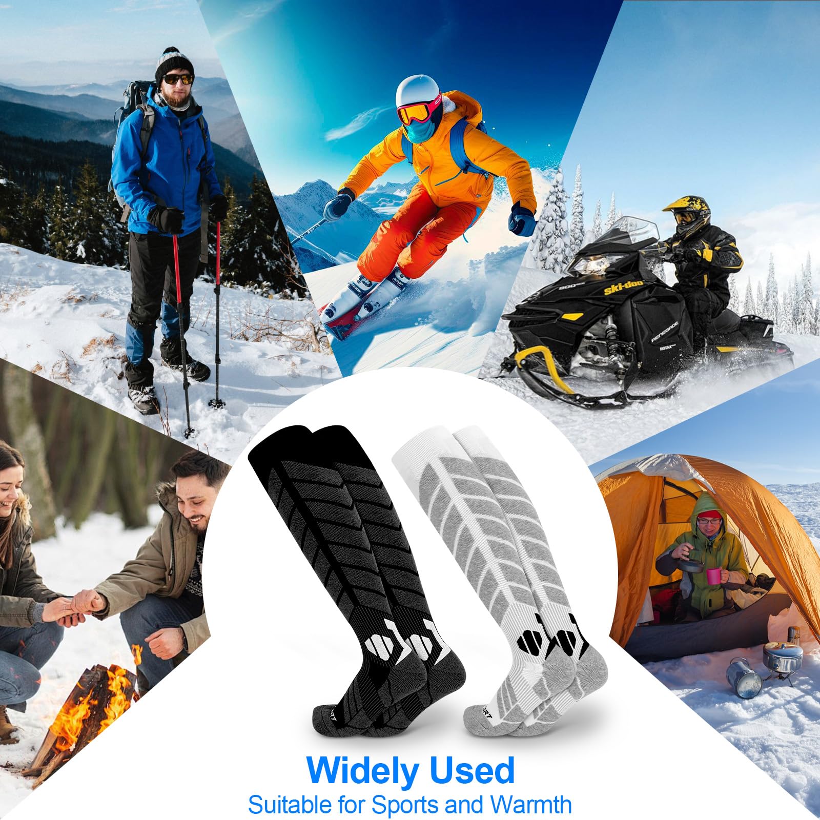 Calcetines de Esquí de Lana Merino Unisex para Hombre & Mujer Calcetines de Esquí Térmicos de Lana Merino Calcetines para La Nieve Calcetines Ski para Snowboard y Deportes Al Aire Libre