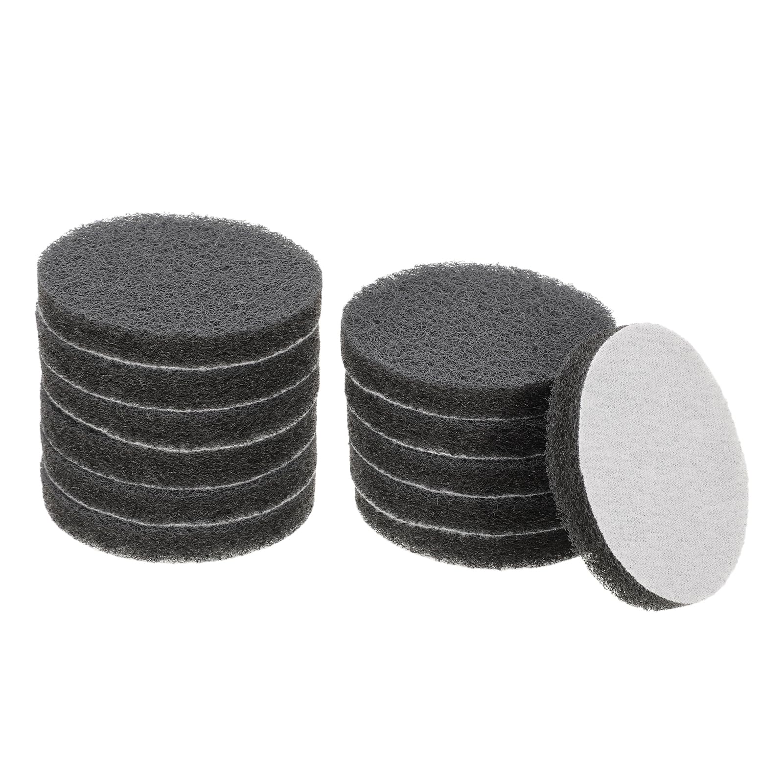 sourcing map 12pcs Scrubber Scouring Pads 800 Grits 3 Inch Drill Power Brush Hoop and Loop Surface Conditioning Disc Drill Scuffing Disc Scrub Pads for Home Kitchen Cleaning, Grey