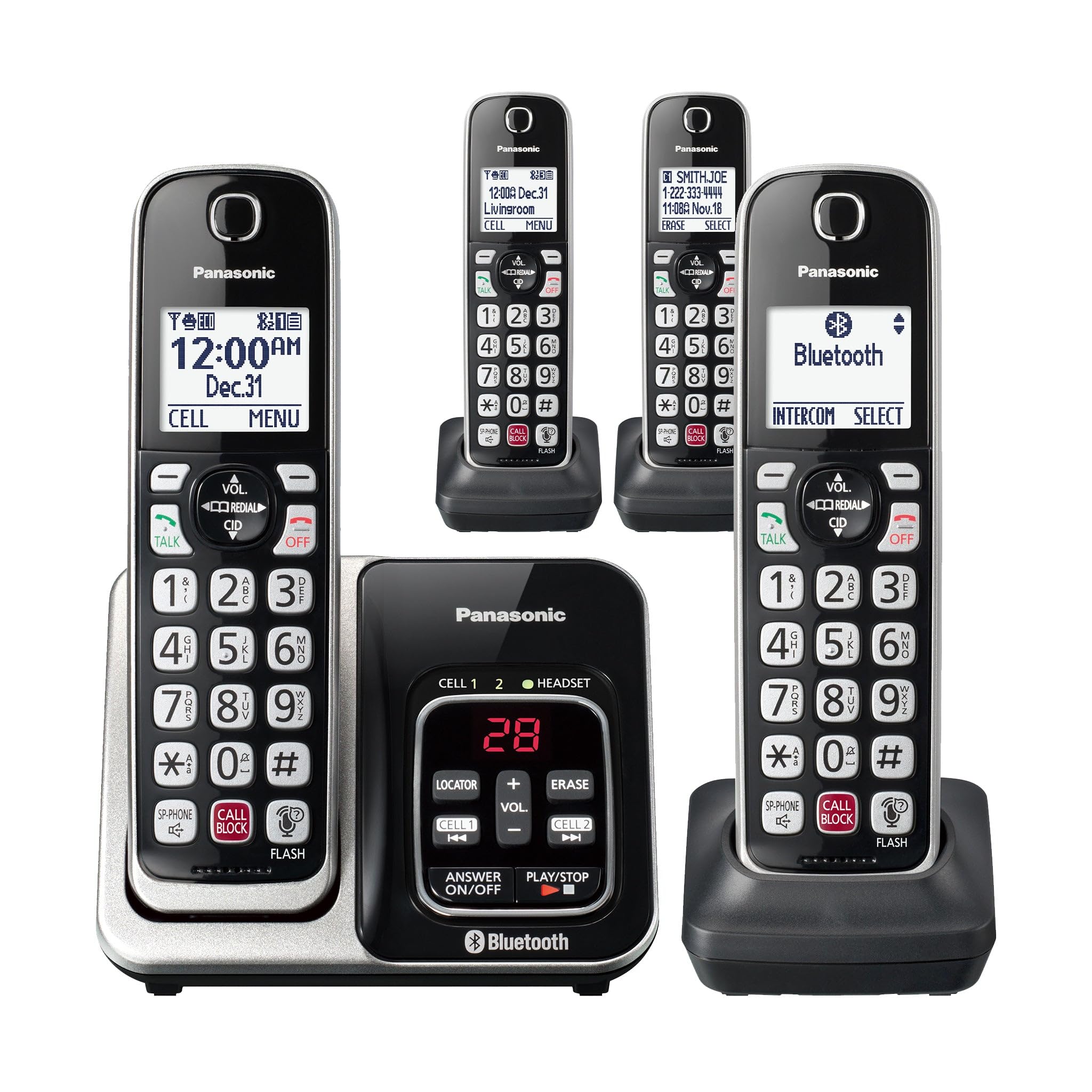 Photo 1 of Panasonic Link2Cell Cordless Phone with 4 Handsets in Silver