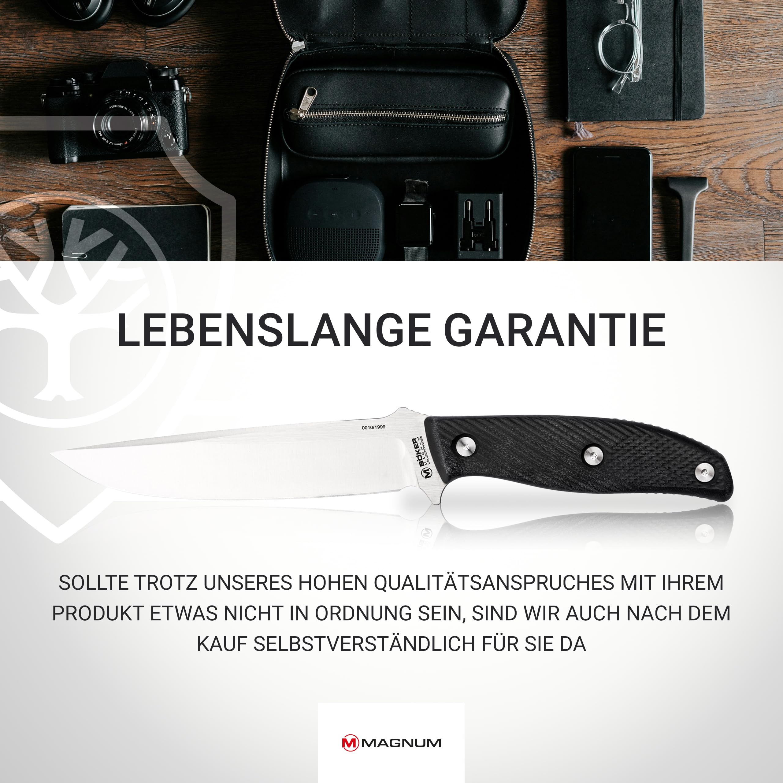 Magnum® Collection 2025 - taktisches Messer feststehend mit 15,1 cm Klinge - Sammlermesser Limited Edition - großes Outdoor- & Survival-Messer - Pfadfinder Fahrtenmesser mit Leder-Scheide