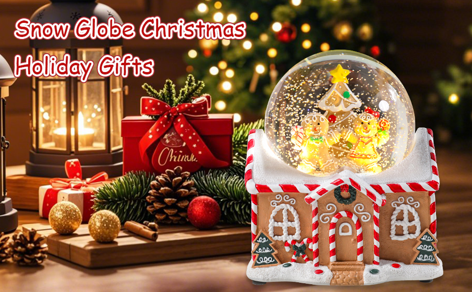 Gingerbread Man Christmas Snow Globe (10cm