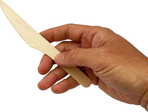 Miniatura 1 de KingSeal 4,000 cuchillos de madera desechables certificados FSC, biodegradables y respetuosos con la tierra, 6 pulgadas de largo, paquete comercial
