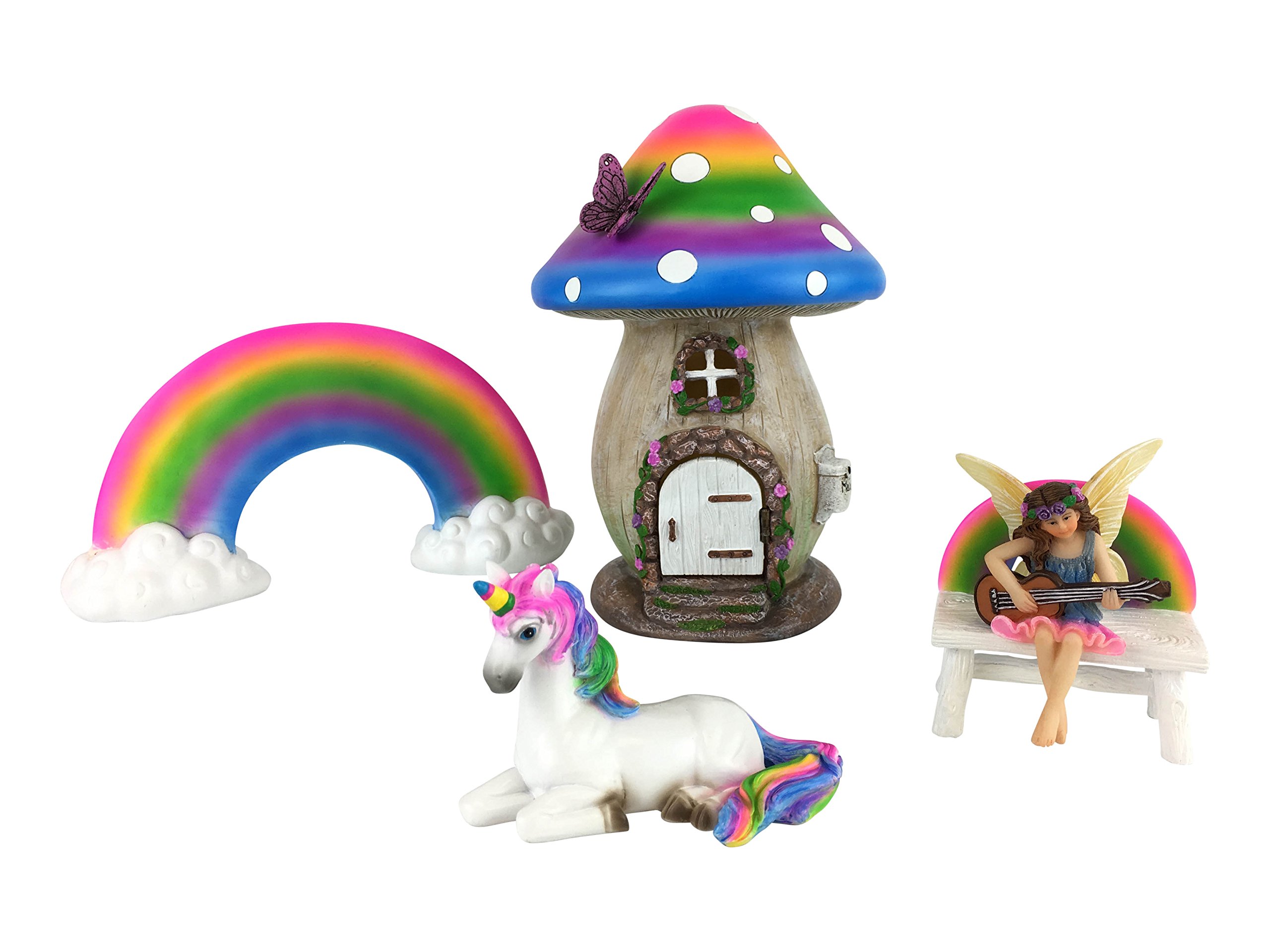 Maison de fée miniature en champignon arc-en-ciel GlitZGlam (5 pièces)