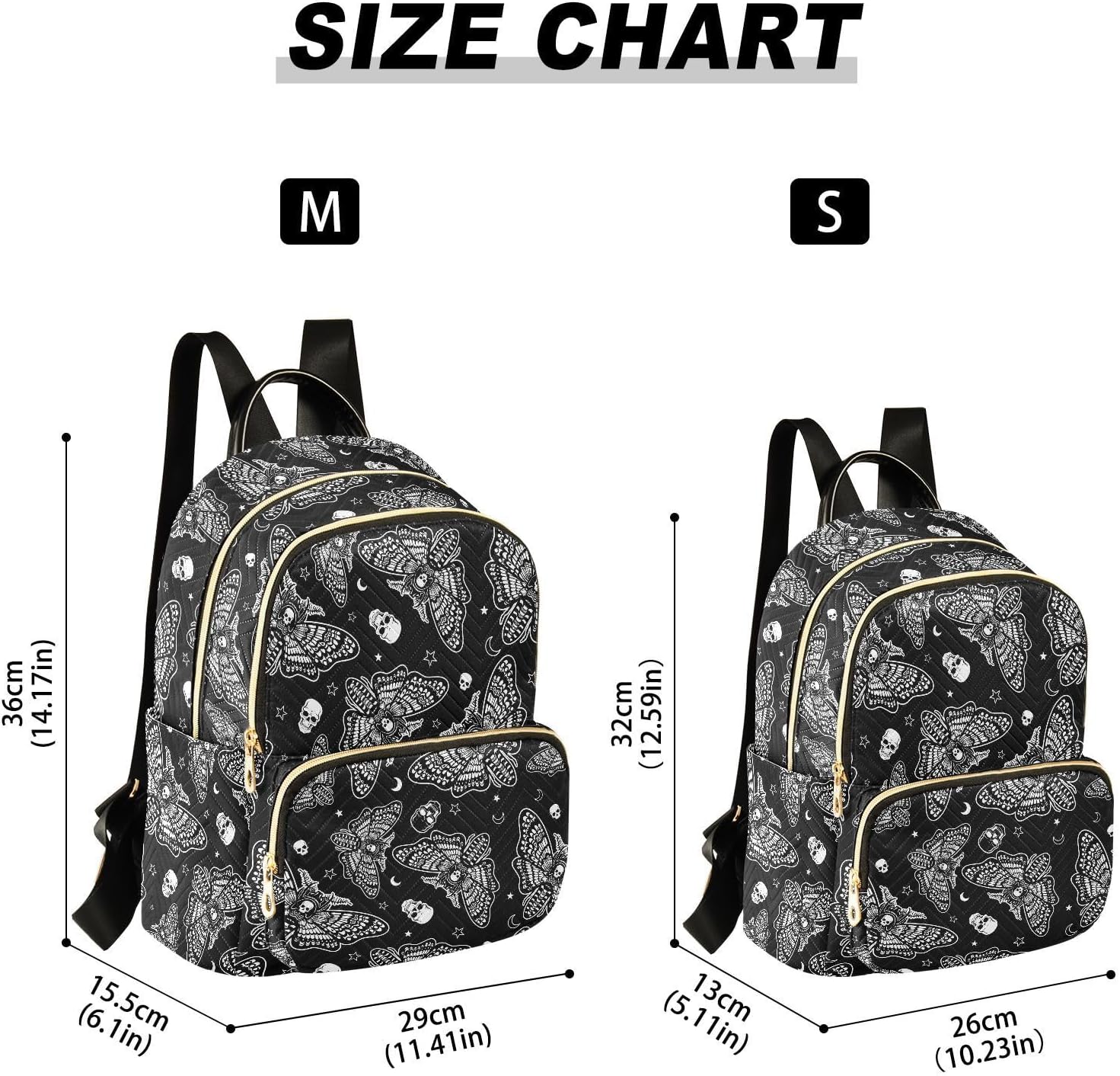 Mini Backpack Gothic Gothic Skull Moth Fashion Backpack Purse for Women,Handbag Shoulder Bag Casual Daypack, Ladies Gift for College Work (S)