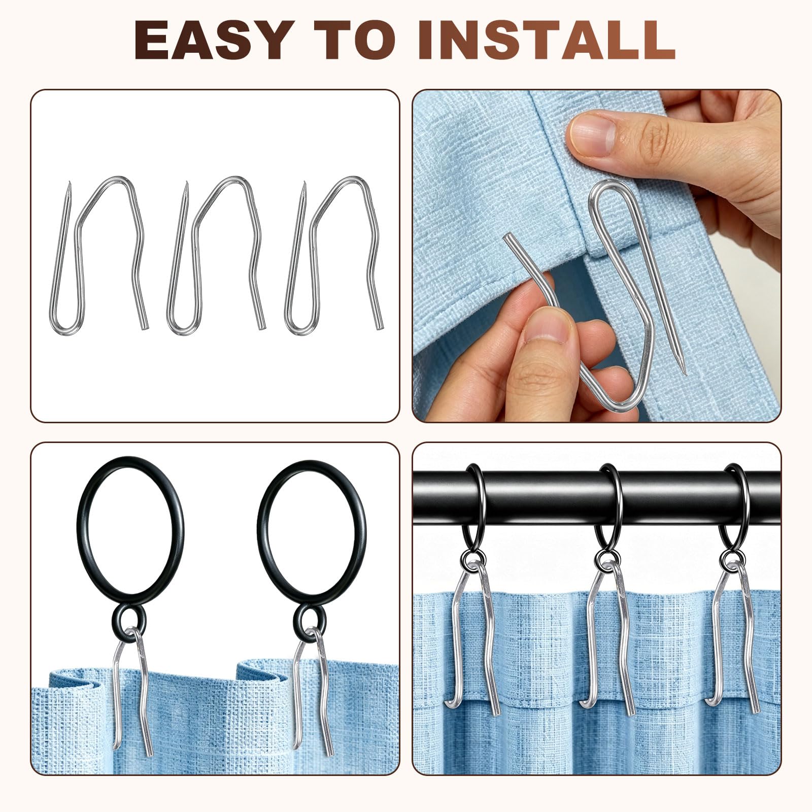 uxcell 30 anelli per tende con occhiello in metallo, diametro interno 5,1 cm | Anelli per tende in metallo antiruggine color oro, per tende da appendere, vestiti, cappelli, asciugamani