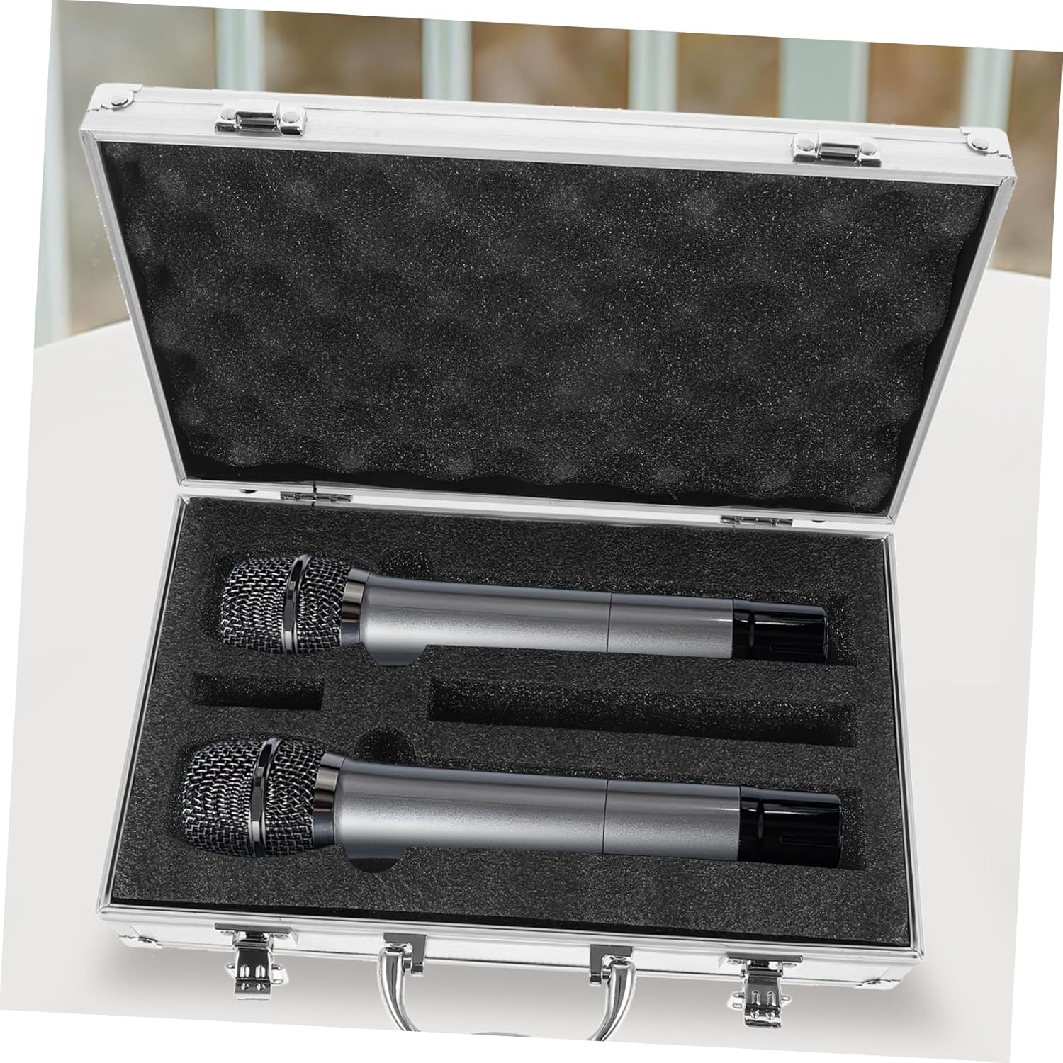 Microphone Carrying Case for Portable Storage Box for Cordless Microphones Handle for Travel and Organization