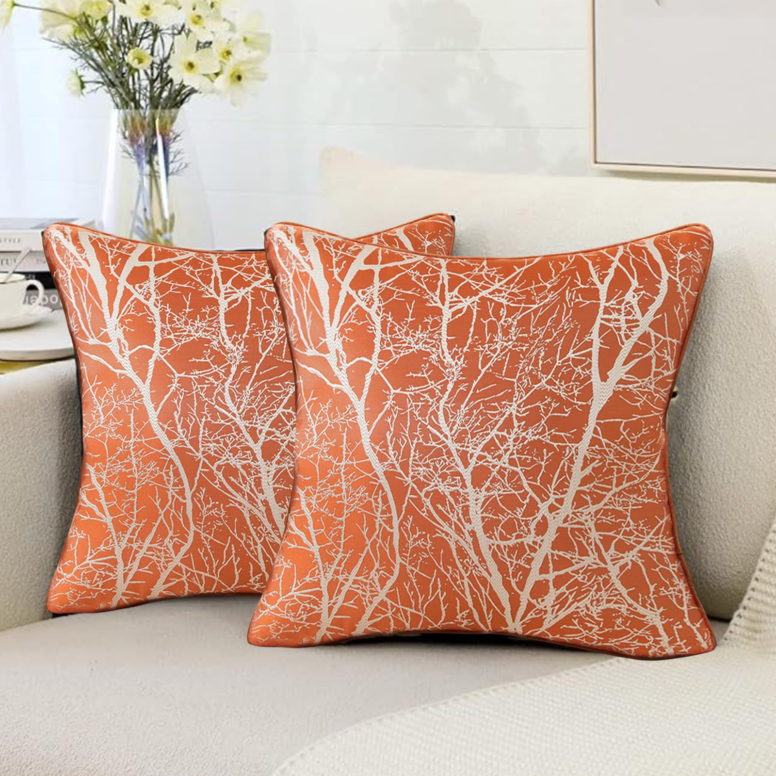 Traziewell Orange Cushion Covers 45 x 45 Set of 2 Abstract Art Painting Modern Decorative 18 x18 Inch Pillow Cover for Sofa Livingroom Bed Cushions Cases BZT713 — image 1