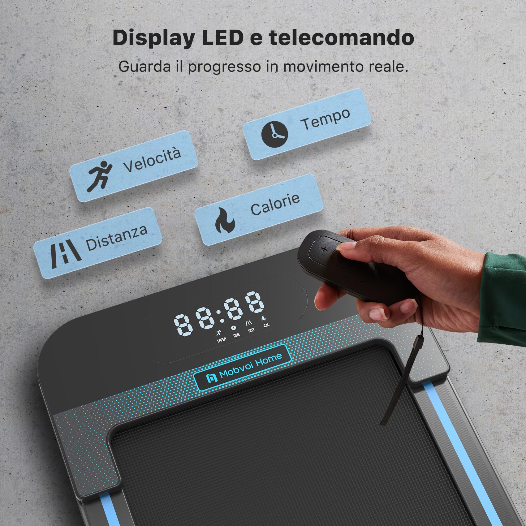 Mobvoi Tapis Roulant Elettrico Salvaspazio 1-6 km/h Sotto la Scrivania Compatto 2 in 1 Walking Pad per l'ufficio di casa 2,25 HP Jogging Machine Altoparlante Telecomando 120 kg Facile da Riporre