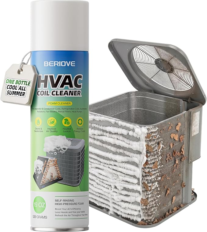 BERlOVE Foaming AC Coil Cleaner: High-Efficiency Formula, Quick Dust Removal,