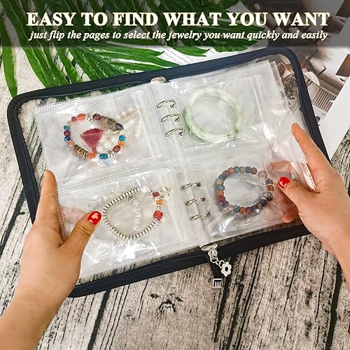 Miniatura 2 de LingLingo Organizador de joyas para aretes caja transparente para almacenamiento de joyas bolsa transparente con cremallera para collar y pulsera