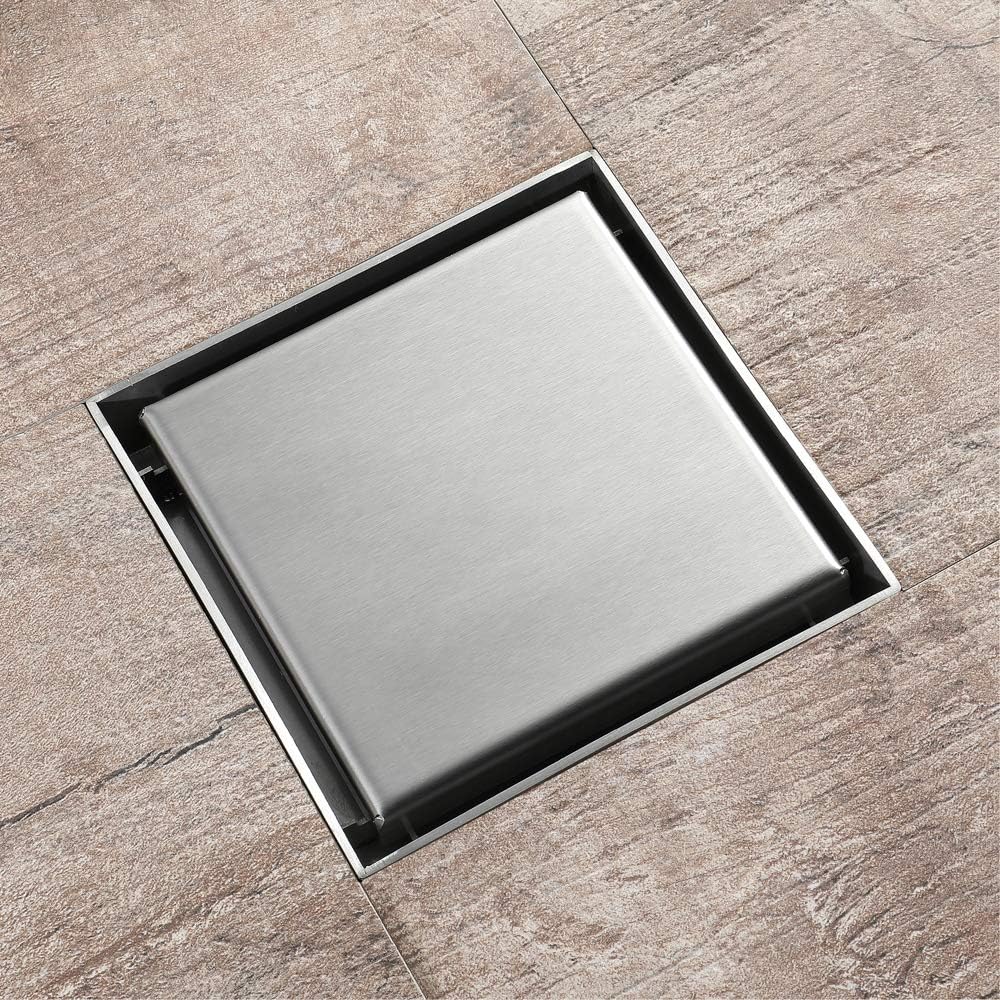Square Shower Drain, 120 * 120mm Brushed Stainless Steel Concealed