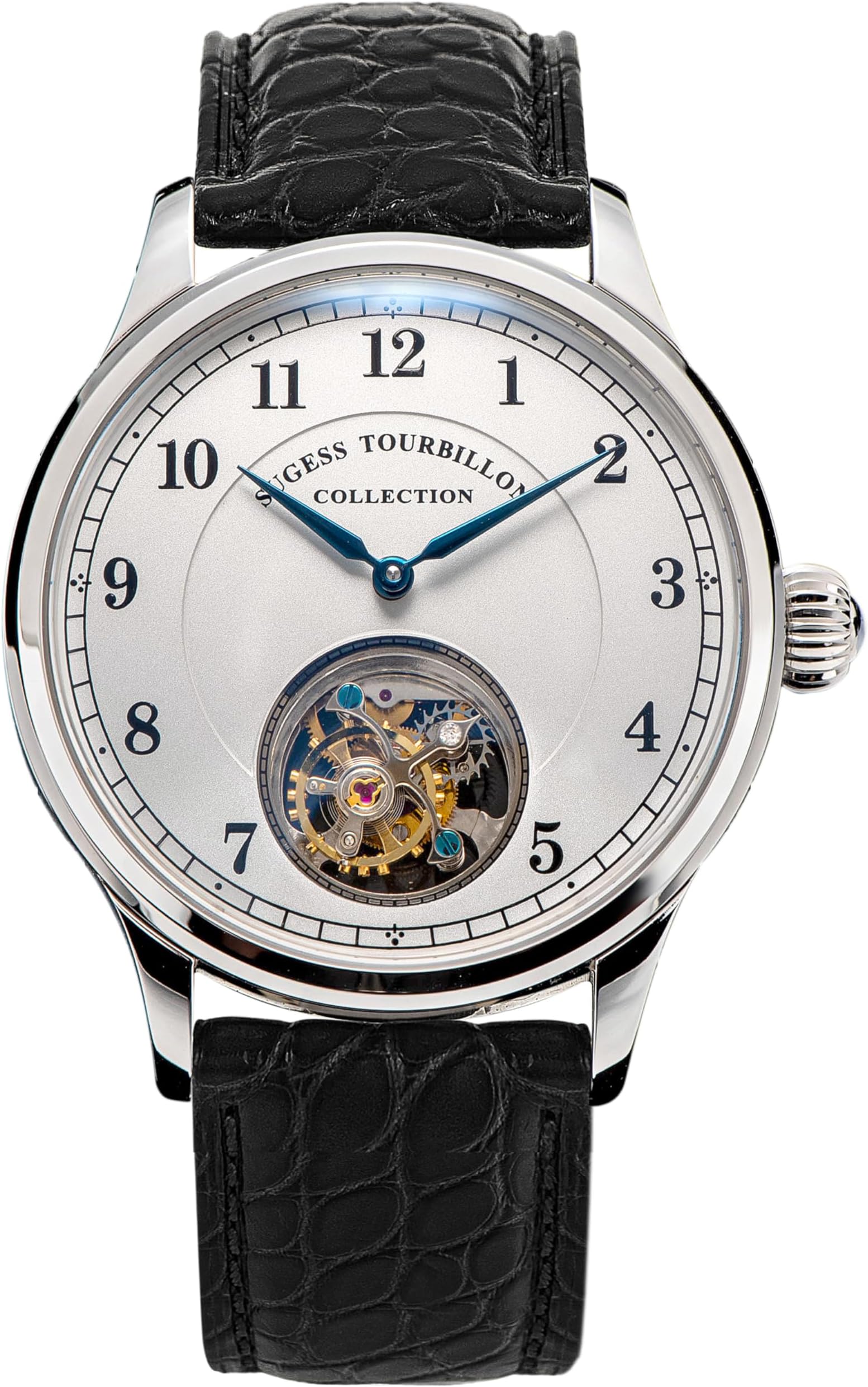 Sugess SU8000SW Tourbillon Master Bluesteel Seagull ST8000 Mechanical Mens Luxury Wrist Watch