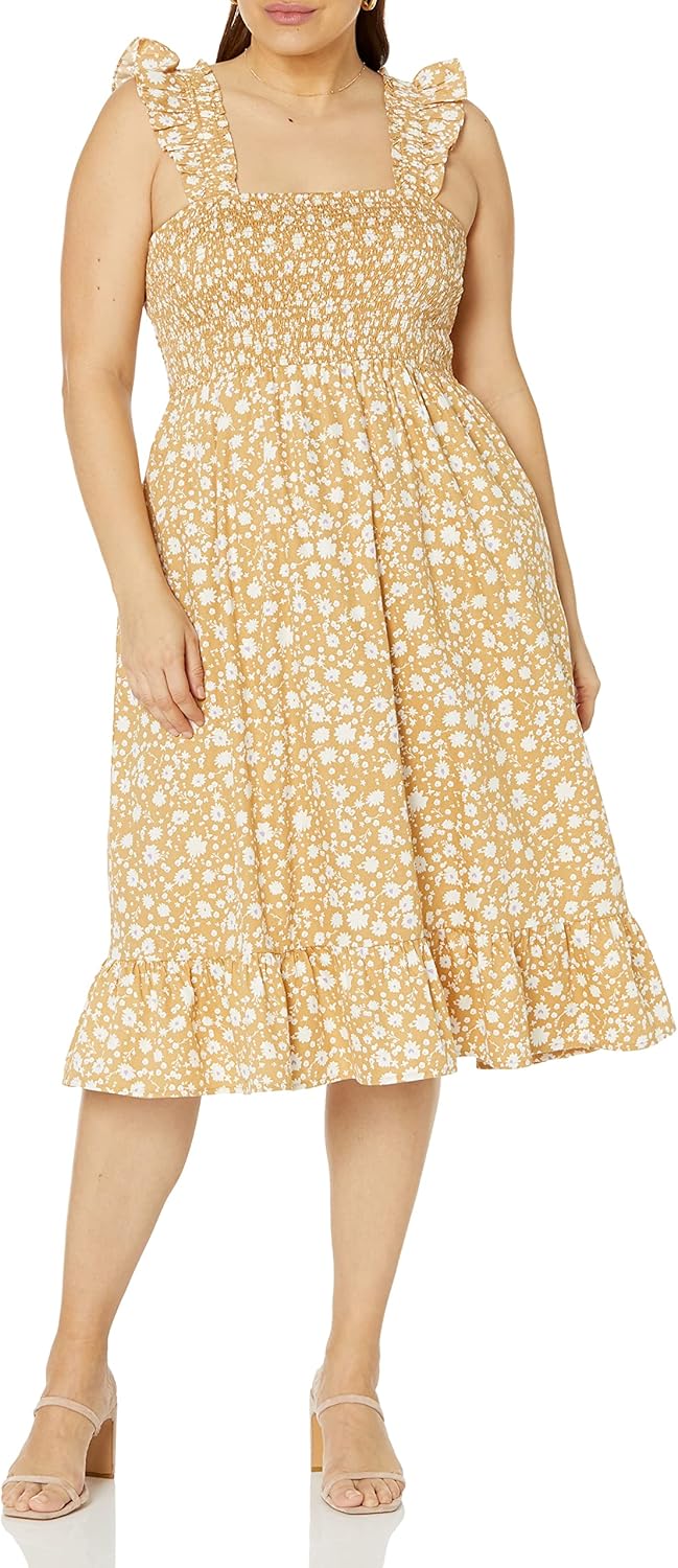 The Drop Womens Kimi Ruffled Shoulder Smocked Midi Dress - Image 4