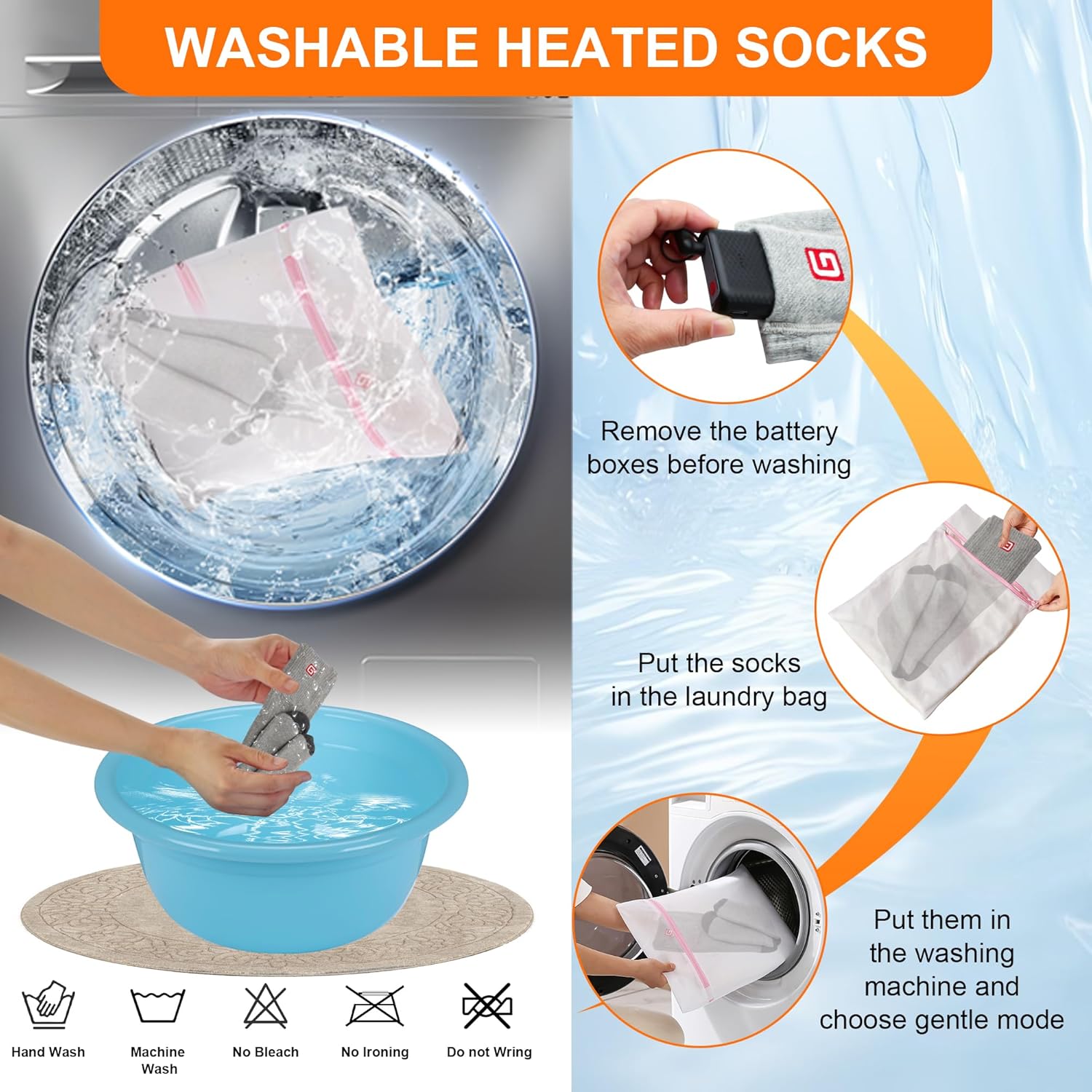 Heated Socks for Men Women Rechargeable Battery Electric Socks Up to 10H Foot Warmer with 3 Heating Levels for Hunting, Camping, Hiking, Walking, Fishing, Cycling, Outdoor Work