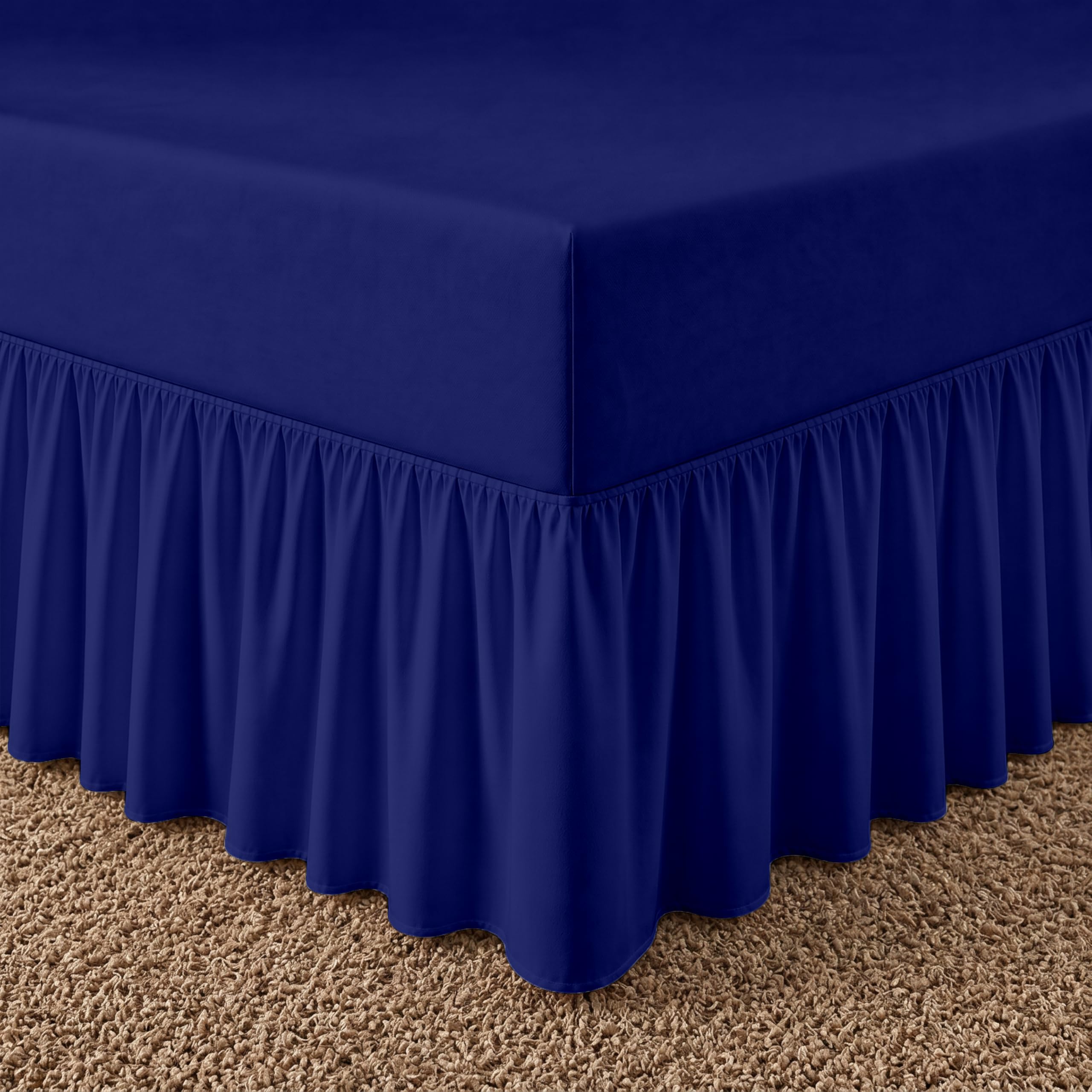 Rohi Deep Fitted Valance Sheet King Size Bed - Easy Care Plain Dyed Valance Fitted Sheet with 30cm Deep Frill - Hypoallergenic - Fit over Mattress (King, Royal Blue) — image 1