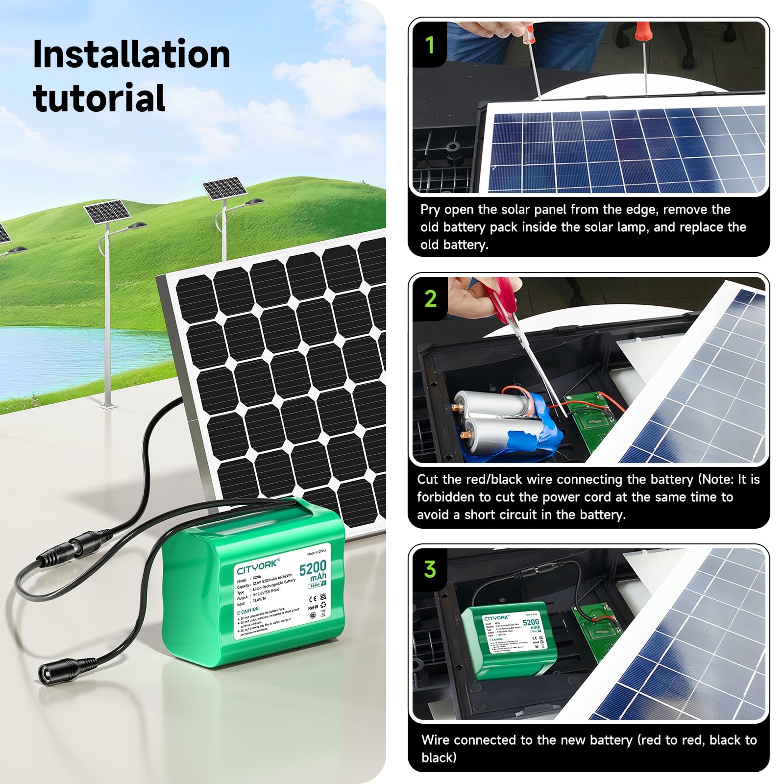 Akumulator litowy 12,6 V DC 5200 mAh nadaje się do urządzeń 12 V, używany do paneli słonecznych, taśm świetlnych LED, odtwarzaczy MP3, routerów, przenośnych płyt DVD, dronów, świateł