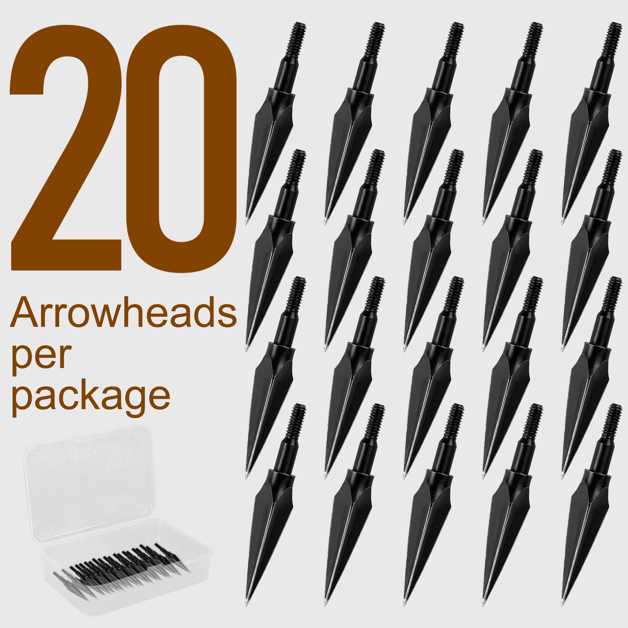 20 Flèches de Chasse Traditionnelles 125 Grains pour Arbalète Arc Classique et à Poulies Accessoires Extérieur Acier