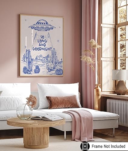 Miniatura 6 de Poster Master Póster So Long And Goodnight  Impresión retro azul OVNI  Arte occidental  Arte moderno  Arte del salvaje oeste  Regalo para hombres y