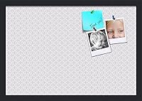 Vista 360 de PinPix Tablero de anuncios de corcho de 20 x 14 pulgadas. Este tablero decorativo enmarcado viene con diseño de círculos B W y un marco negro