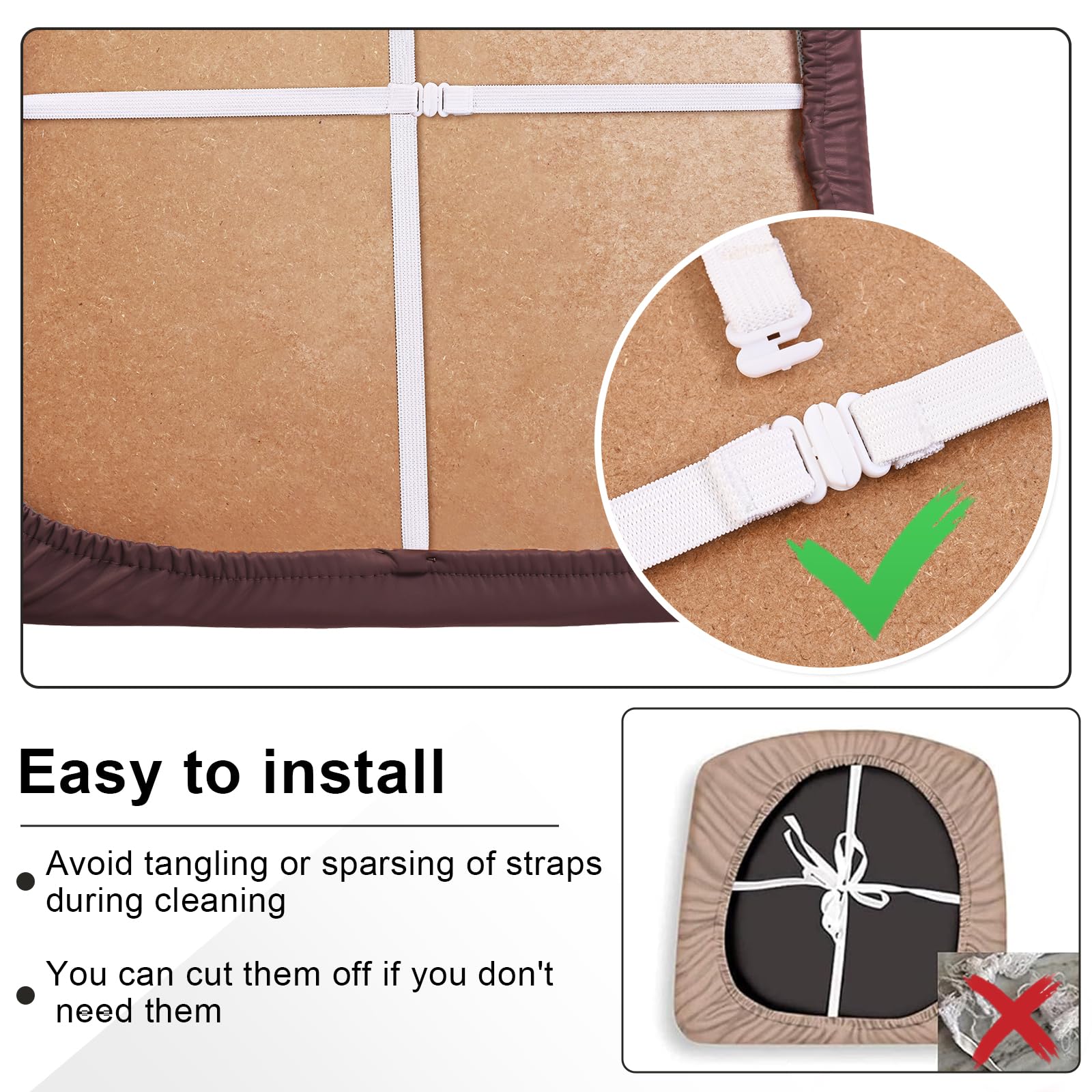 Alishomtll Juego de 4/6 fundas de asiento para sillas de comedor, fundas de piel sintética, impermeables, fundas de asiento extraíbles con hebilla de fijación para comedor, oficina, escritorio de