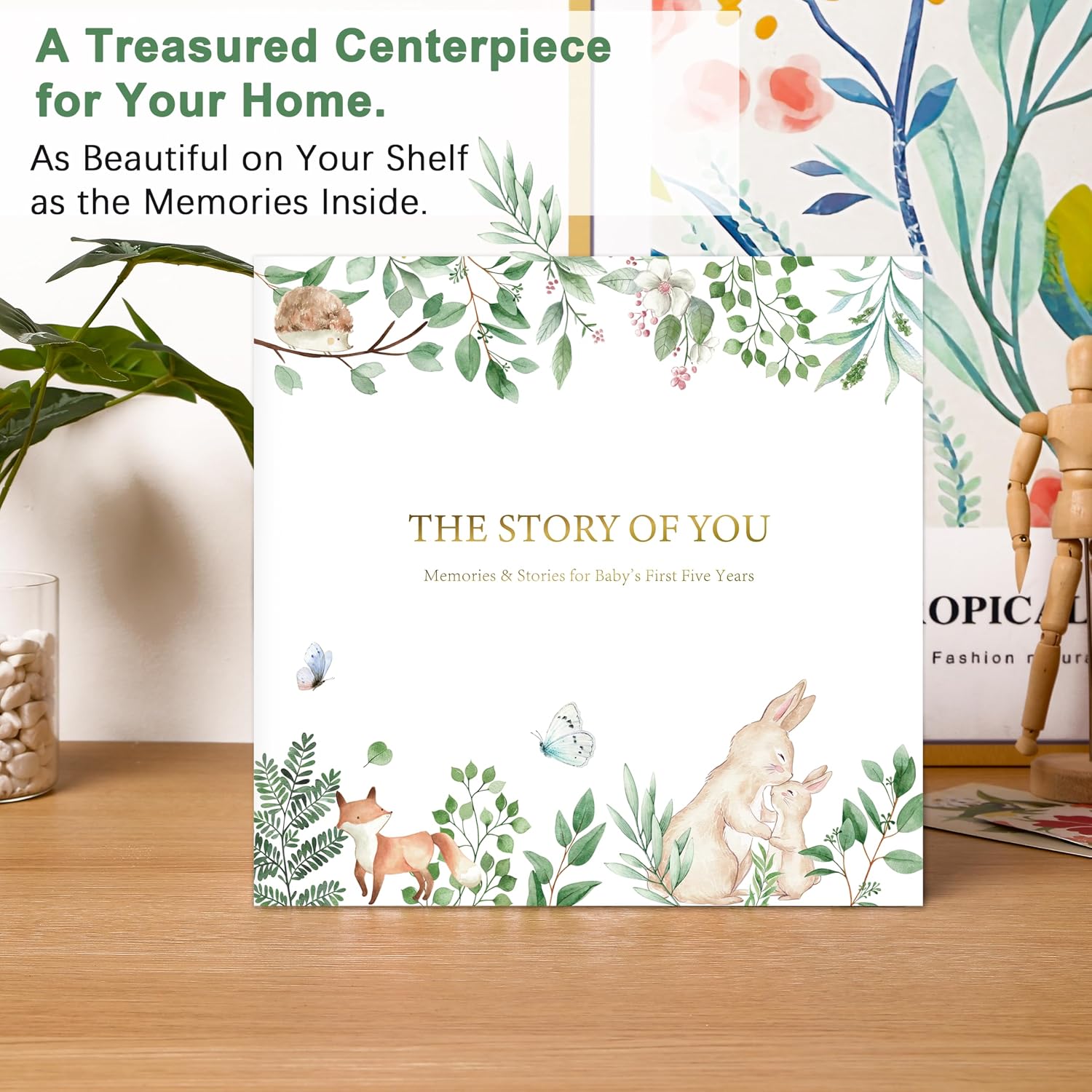Keepsake Baby Book, Baby Memory Book for Boys and Girls, First 5 Year Baby Milestone Book from Birth to Age 5, Keepsake Album with Inner Pockets, Durable Hardcover Book for New Parents, 132 Pages
