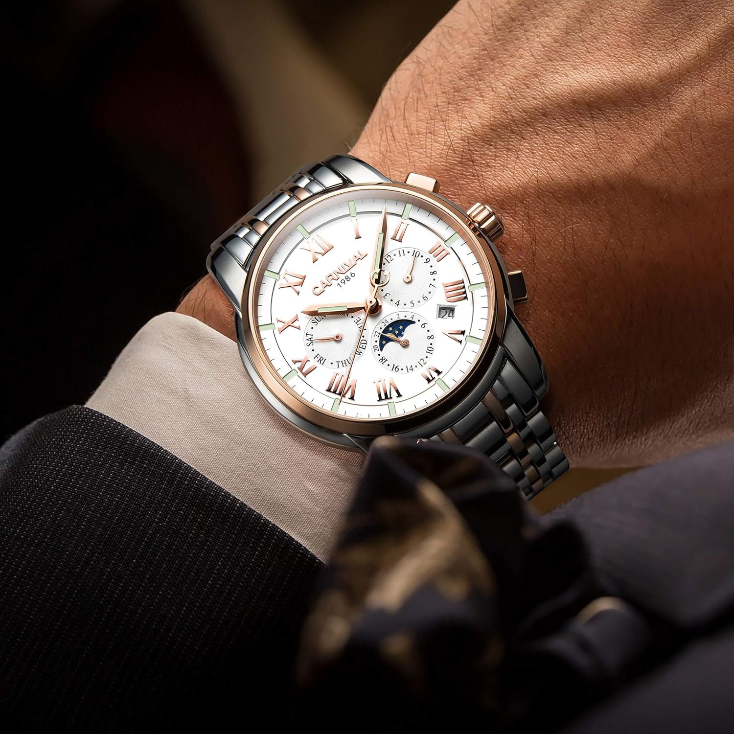 TEINTOP Carnival Men Complications Automatic Mechanical Wrist Watch
