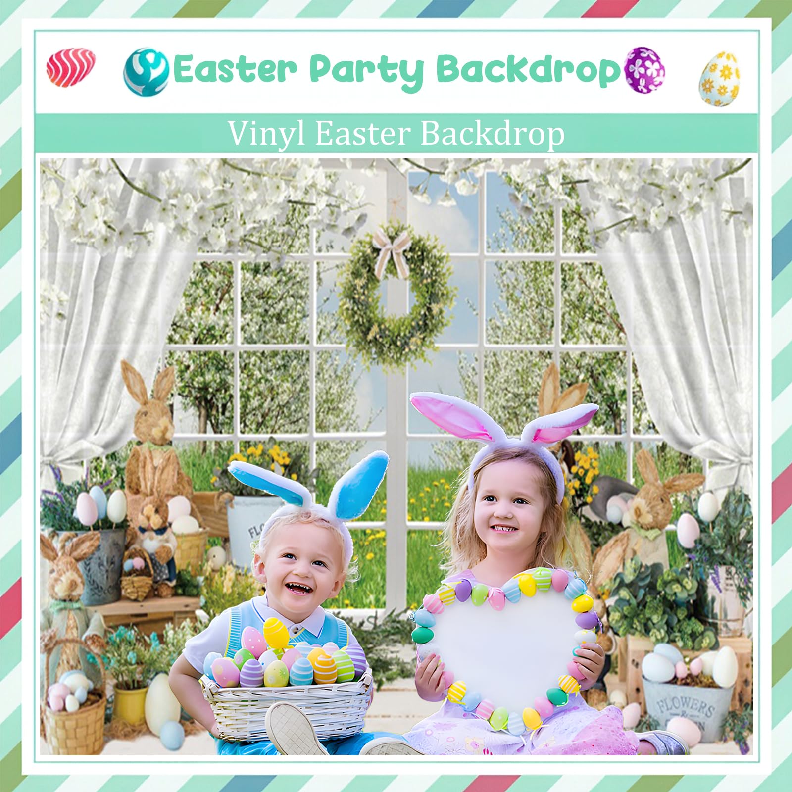 Frühlings-Fotohintergrund 3 X 2,4 M – Weiß, Für Ostern, Kindergeburtstag, Fotoshootings