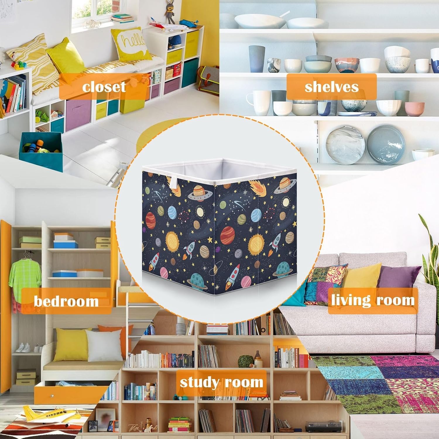 11 Inch Storage Cube Bin, Foldable Decorative Fabric Baskets image 5