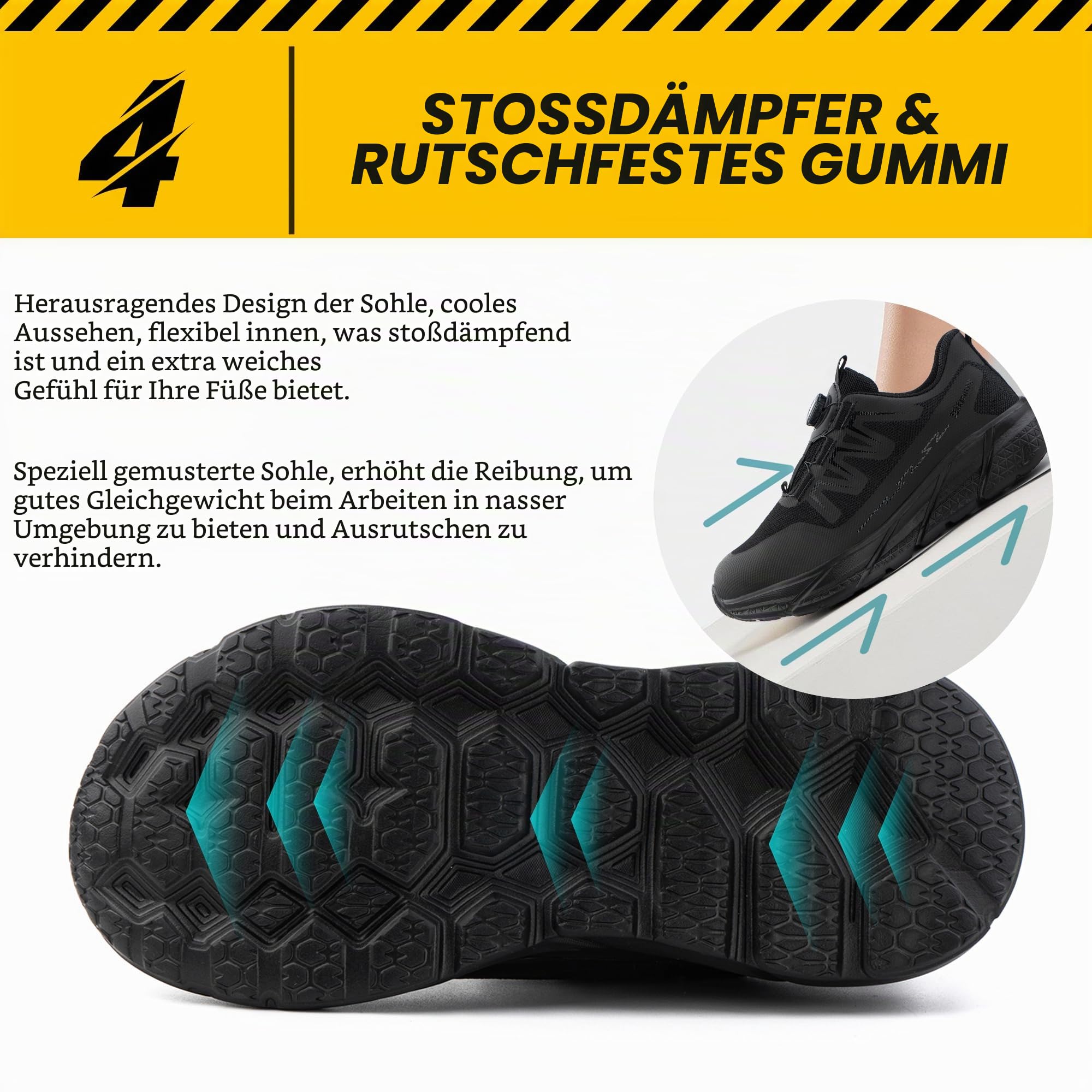 Sicherheitsschuhe Herren Damen Arbeitsschuhe Leicht Stahlkappe S1 Schutzschuhe S3 Arbeitsschutzschuhe Stahlkappenschuhe Arbeits- & Berufsschuhe Schwarz 37