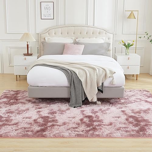 Miniatura 41 de Andency - Tapete de pelo largo sintético de interior, 4 x 6 pies, color gris oscuro estilo teñido anudado, afelpado, suave y mullido