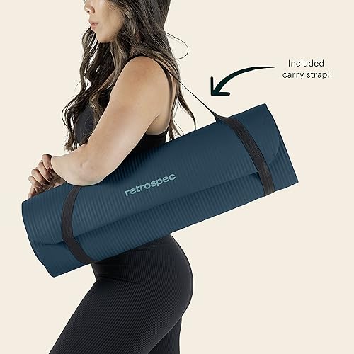 Miniatura 7 de Retrospec Solana - Esterilla de yoga de 1/2 pulgada de grosor con correa de nailon para hombres y mujeres, tapete de ejercicio antideslizante para