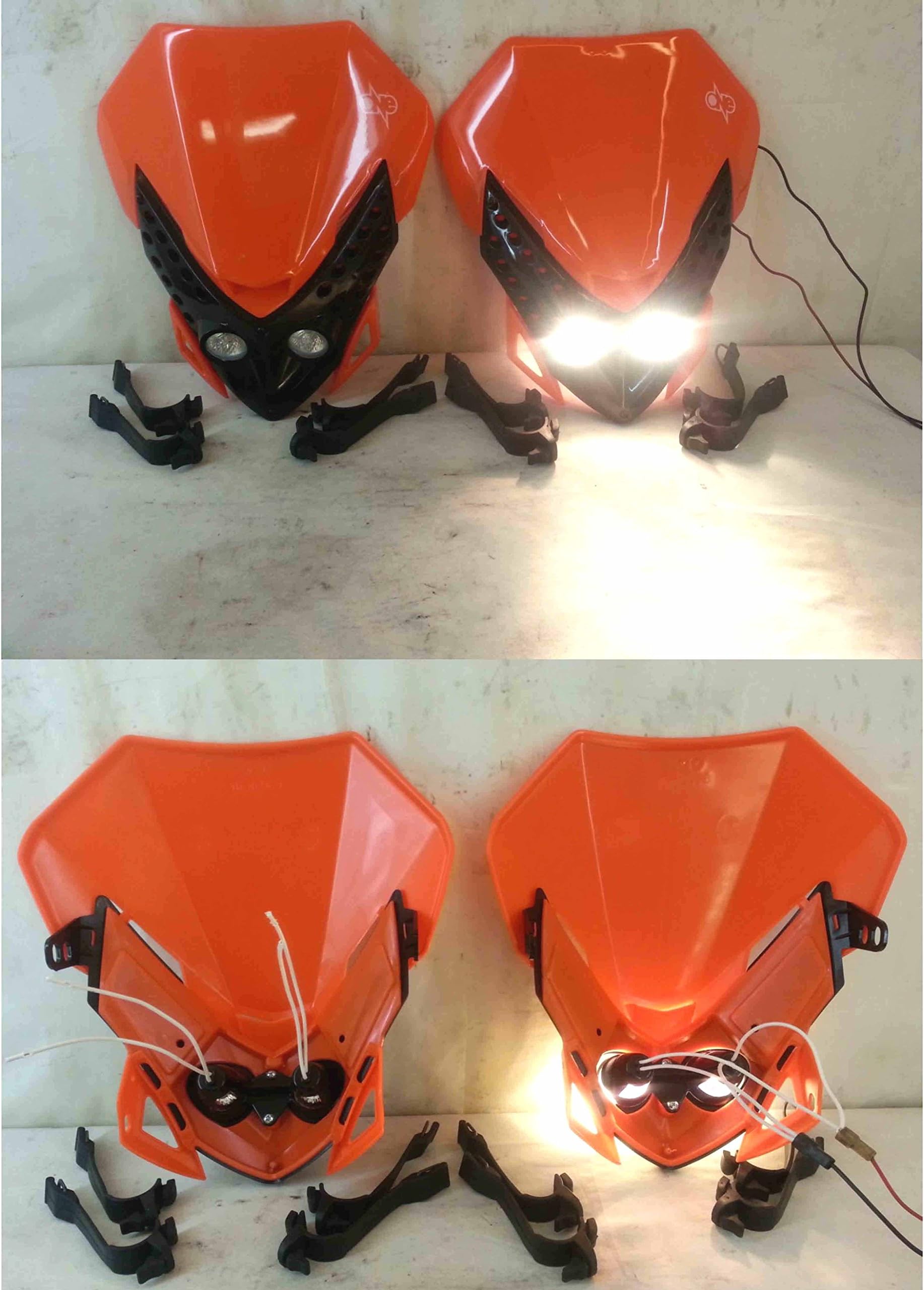 1 x HALOGEN UNIVERSAL ENDURO CROSS MOTARD ORANGE BLACK