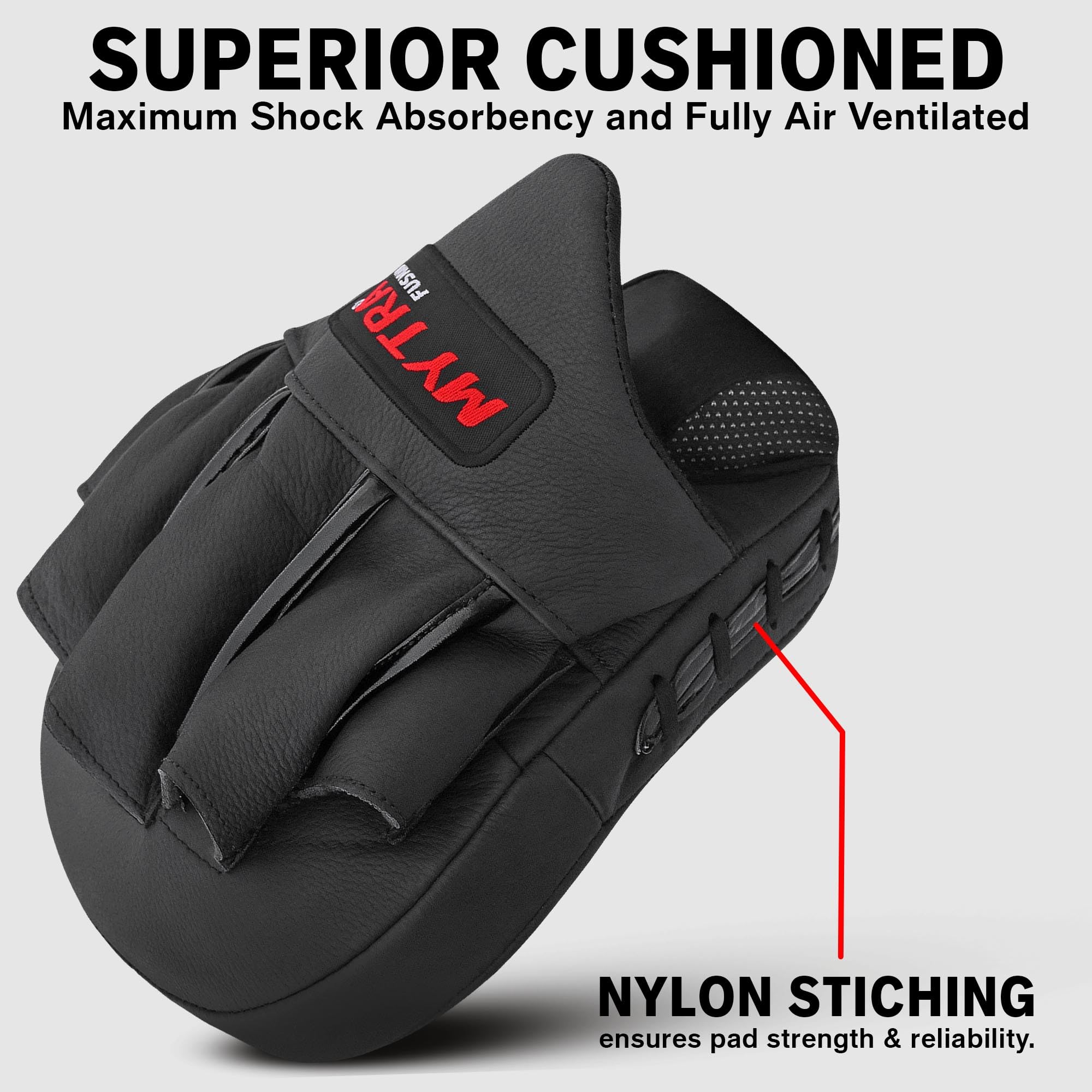 Mytra Fusion colpitori boxe Vera pelle curva Mini paracolpi boxe MMA Muay Thai Kickboxing Karate Training pad