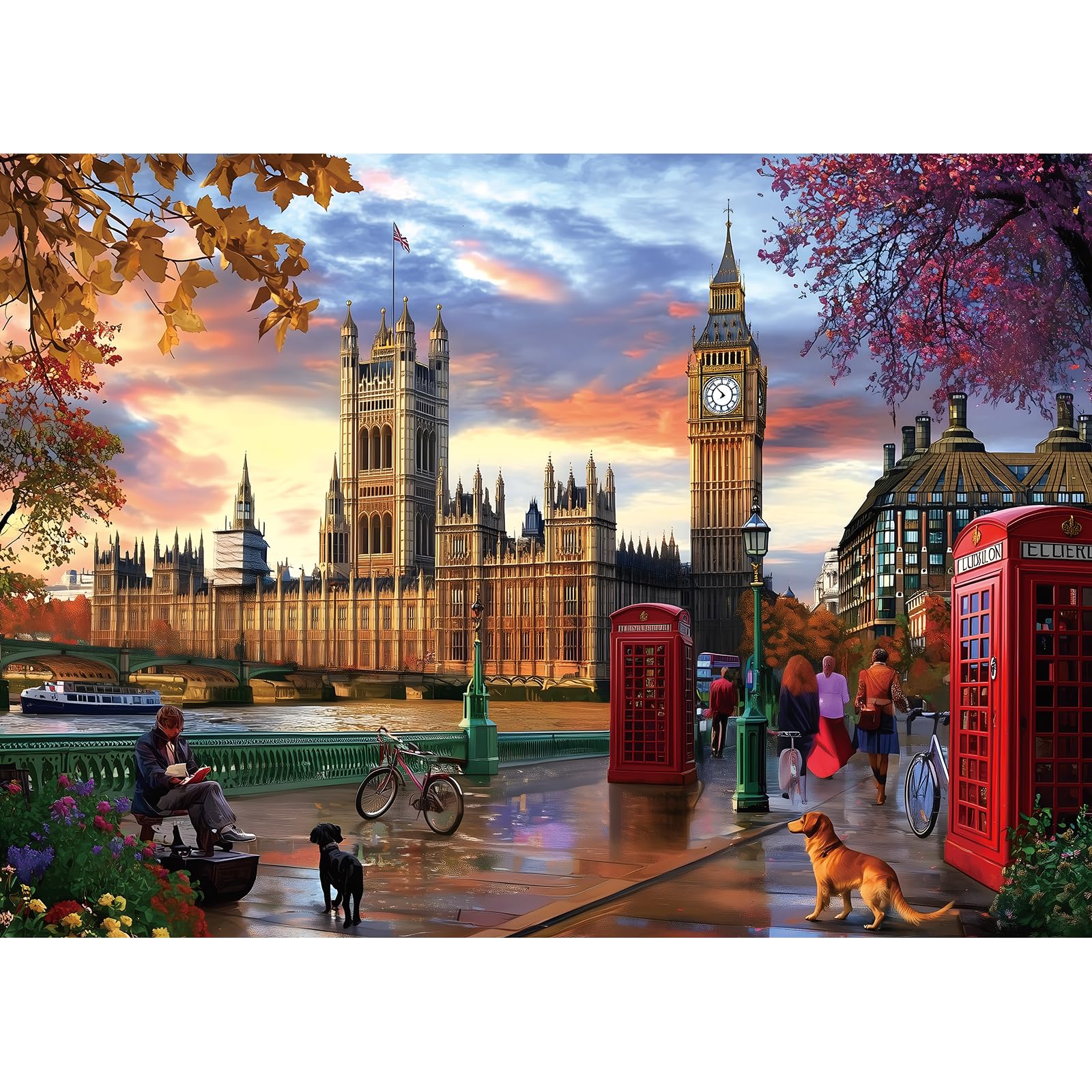 1000 Piece Puzzle for Adults, London Big Ben Westminster Palace Jigsaw Puzzles, Funny Puzzle, Perfectly Fitting Pieces, Home Decor Birthday Party Gift for Adults Seniors 27.5" x 19.7"