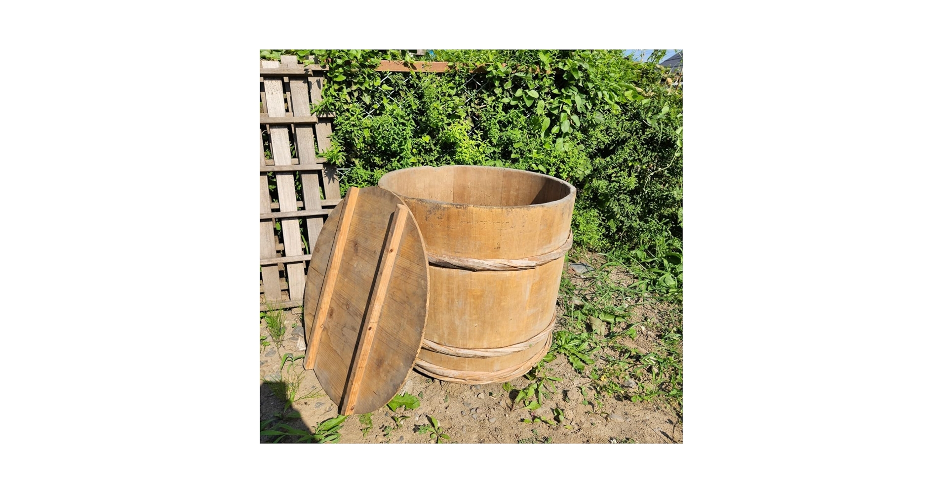 日本のアンティーク 樽 木桶 風呂桶 古民家 古道具 五右衛門 当時物 明治 Amazon.co.jp: 日本のアンティーク特大樽木桶風呂桶蓋付き木製古