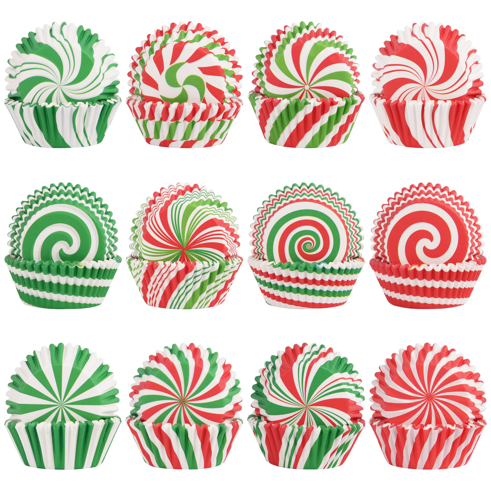 600 Pack Christmas Candy Cupcake Liners Wrappers Baking Cups Santa Holiday Paper Wraps Muffin Liners for Xmas Birthday Party Candy Cake Decorations Supplies(12 Styles)