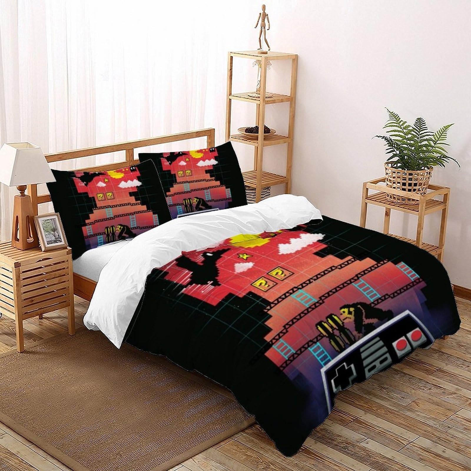 Housse de couette 260x220 anti-glissement Game Grid fermeture éclair