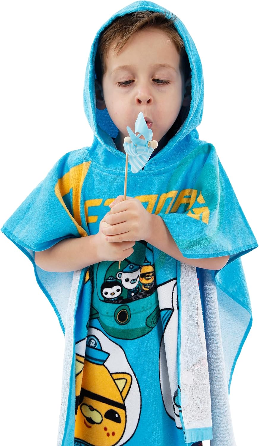 OCTONAUTS Towel Poncho | Kids Hooded Towel | Cotton Poncho Towels | One Size Blue