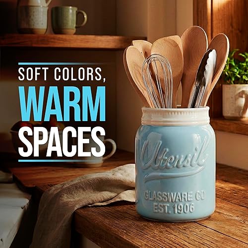 Miniatura 5 de Comfify Tarro de boca ancha para utensilios, organizador decorativo de utensilios de cocina, apto para lavavajillas, organizador de cocina azul Azul