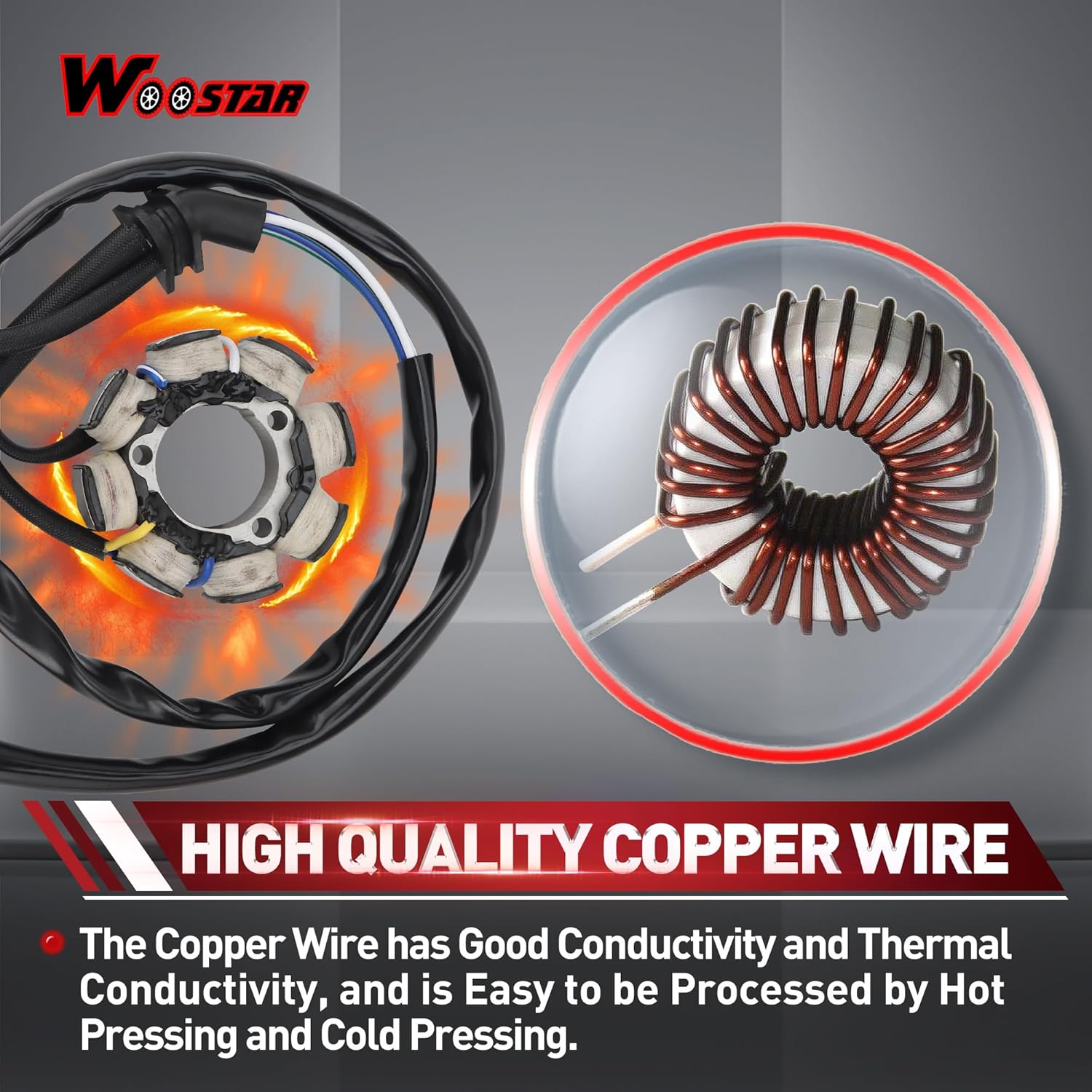 WOOSTAR 8 Coil 6 Wire Magneto Stator Replacement for 2004-2009 2012-2013 2015-2017 CRF250 CRF250X OEM 31100-KSC-671 31100-KSC-A11