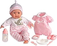 JC Toys Berenguer Boutique 15" Realistic Soft Body Baby Doll Pink - Open/Close Eyes, 10-Piece Gift Set w/ Bottle, Rattle, Pacifier, Ages 2+