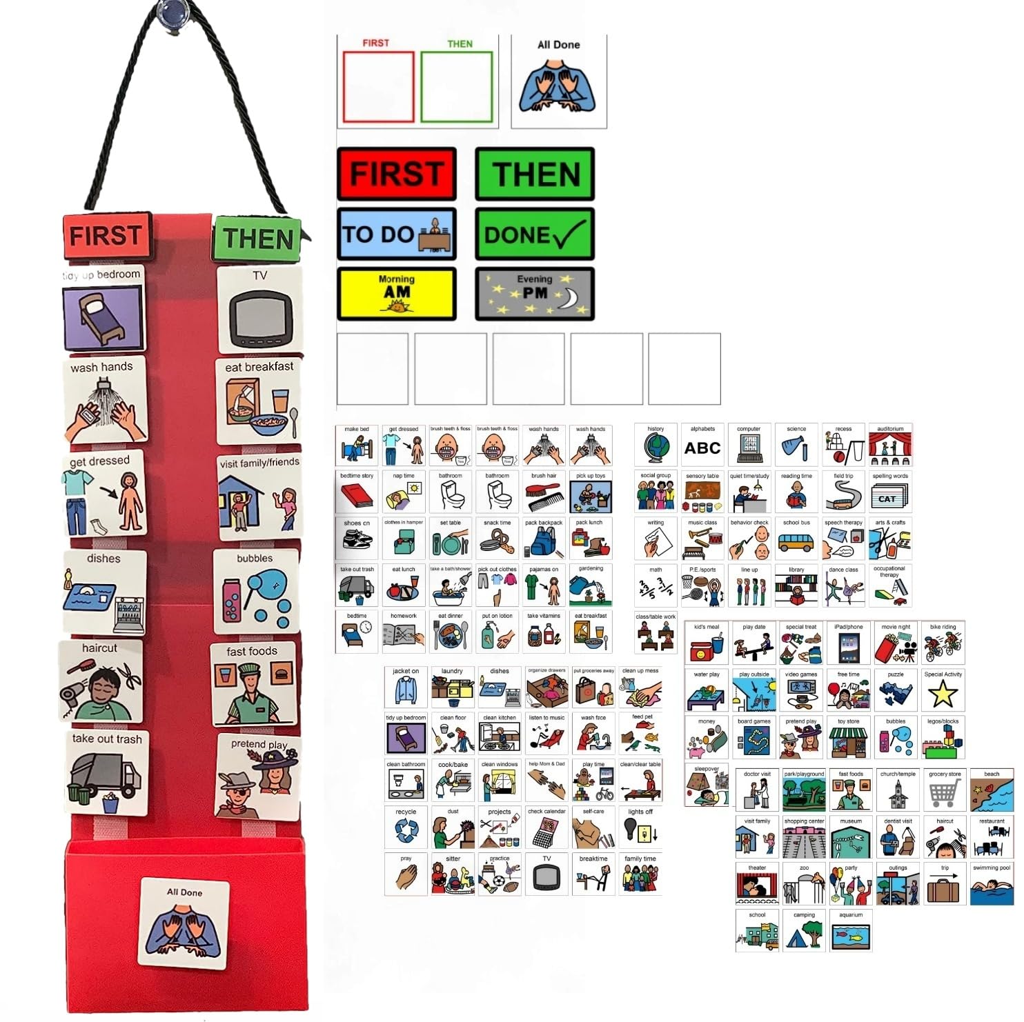 Visueller Zeitplan & Aufgaben-Belohnungstafel – Tagesplaner mit 133 Bildkarten für Routinen und Lernstruktur zu Hause, in der Schule, in den Zentren und in der Gemeinschaft – ideal für ADHS und