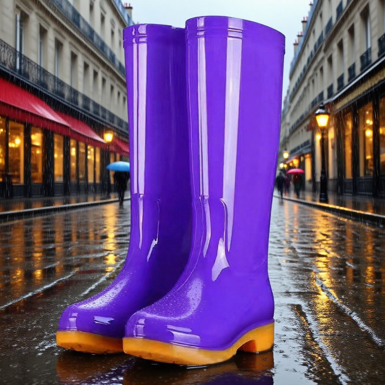 Damen-Regenstiefel, hohe Gummischuhe für den täglichen Gebrauch im Freien, Bequeme Sohle, strapazierfähiges TPR-Material, leichtes Design, einfach den ganzen zu tragen