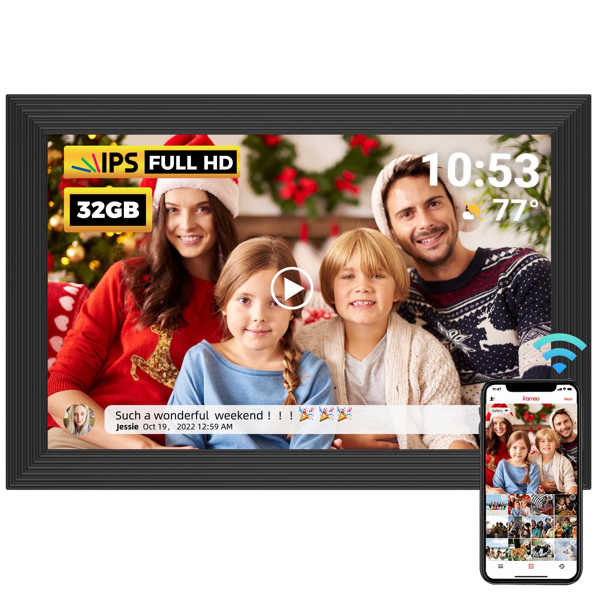 FRAMEO Digital Photo Frame, 10.1 Inch Smart WiFi Digital Picture Frame 1280x800 IPS LCD Touch Screen, Auto-Rotate