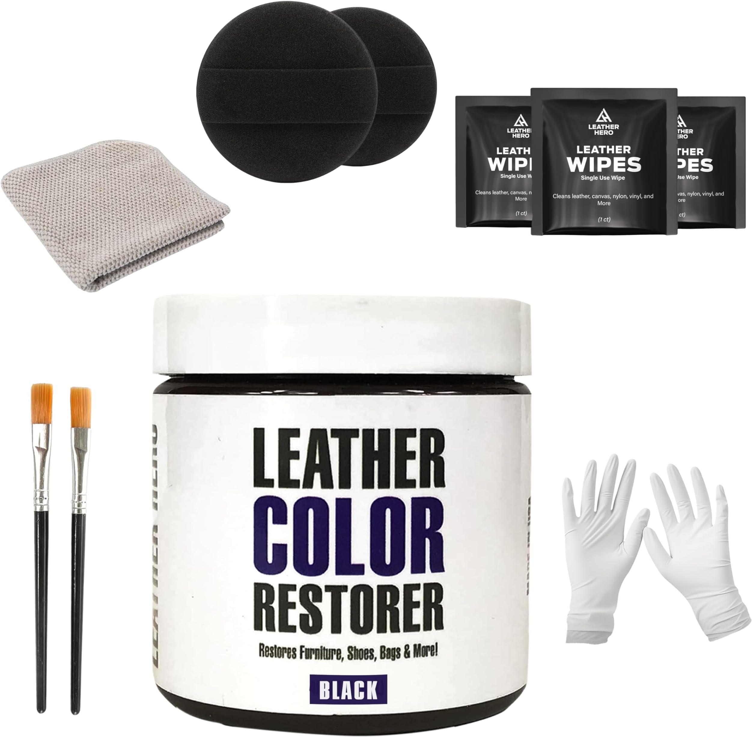 Leather Hero Leather Color Restorer & Applicator- Repair, Recolor, Renew Leather & Vinyl Sofa, Purse, Shoes, Auto Car Seats, Couch-4oz(Dark Brown)