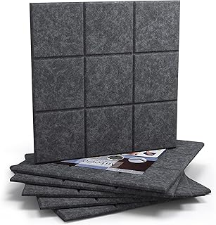 防音シート 壁 賃貸 吸音材 30×30×0.9cm 両面テープ付属 高密度 230kg/m3 防音材 床 吸音ボード 遮音シート フェルトボード 吸音シート 吸音パネル 部屋用 ピアノ 防音 （模様：碁盤，ダークグレー,6枚入）